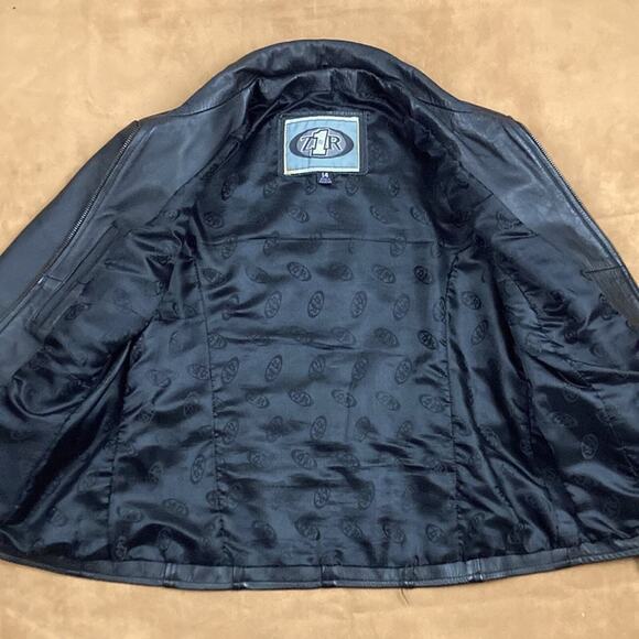 Z1R Women’s Motorcycle Leather Belted Jacket Full Zip Size 14 - Picture 4 of 12